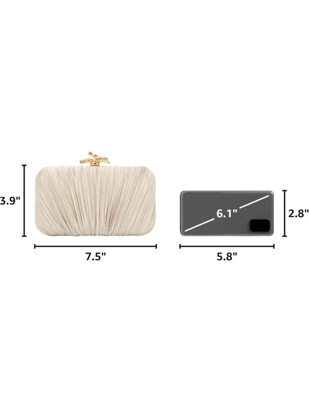 👜 Women's Gold Evening Bag Pleated Clutch Bag with Chain for Wedding Party